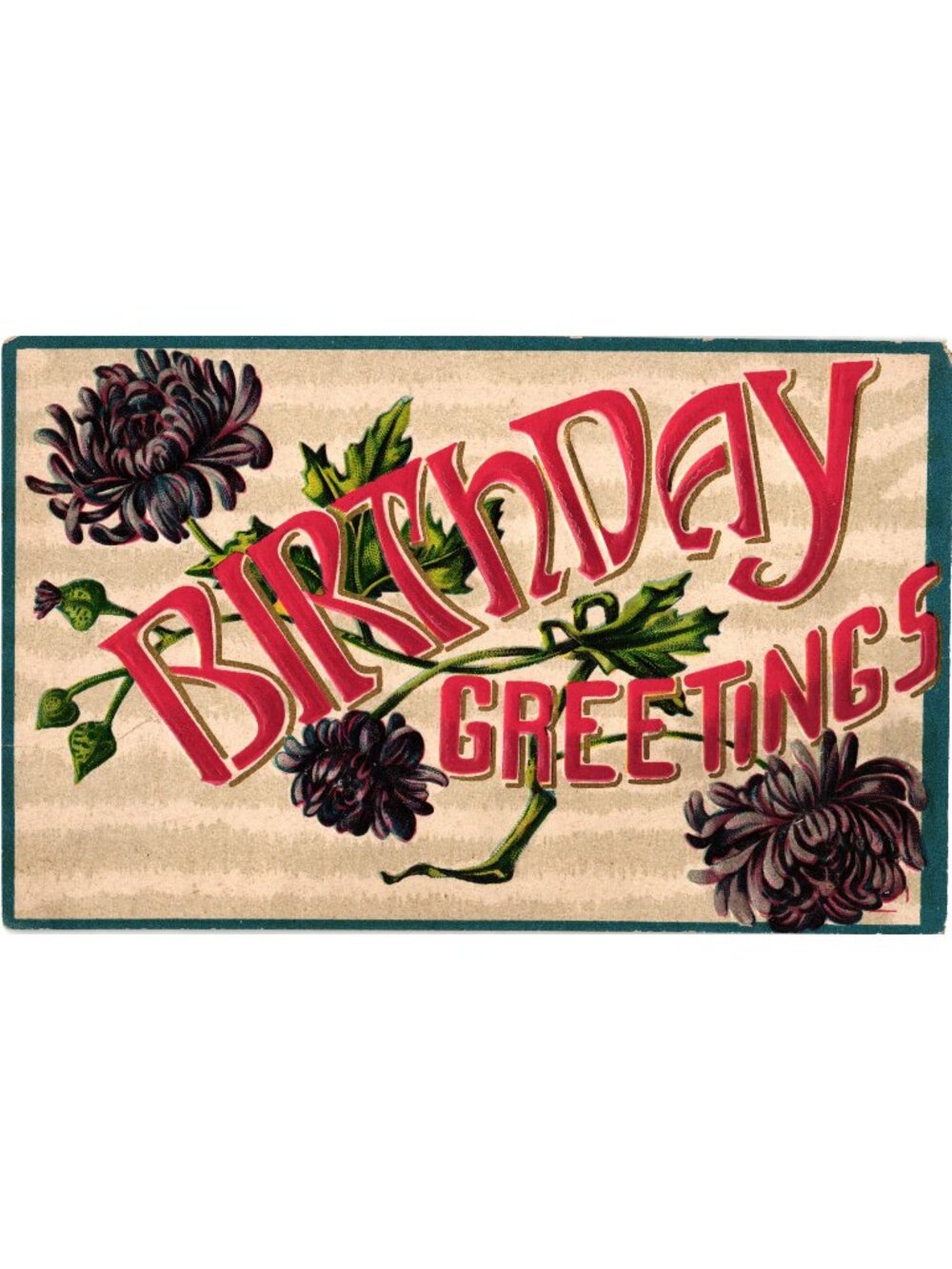 Vintage Birthday Greetings Postcard Made In Germany Early 1900s Embossed Floral